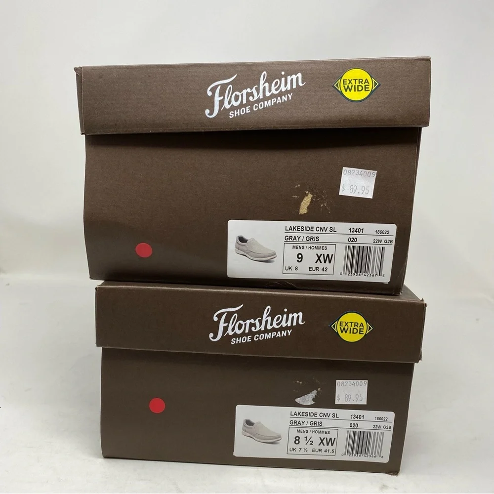 Florsheim Lakeside Canvas Moc Toe Slip-On Men’s Gray Extra Wide Shoes NIB